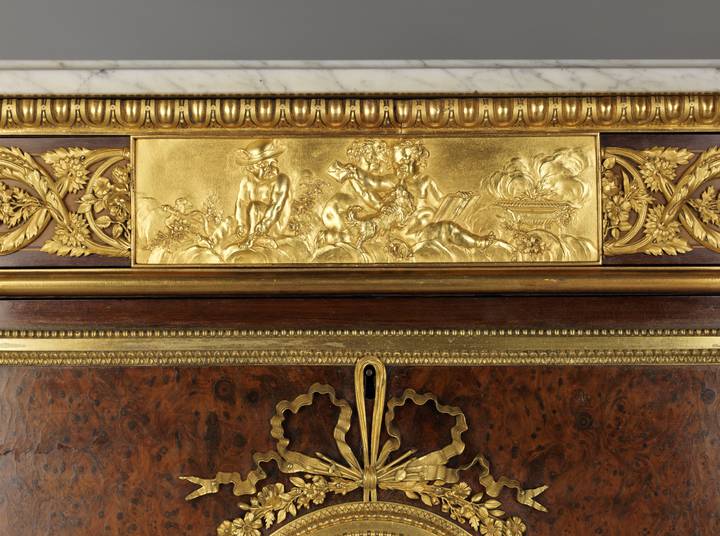 Detail of gilt-bronze plaque. Fall-front desk (F303).