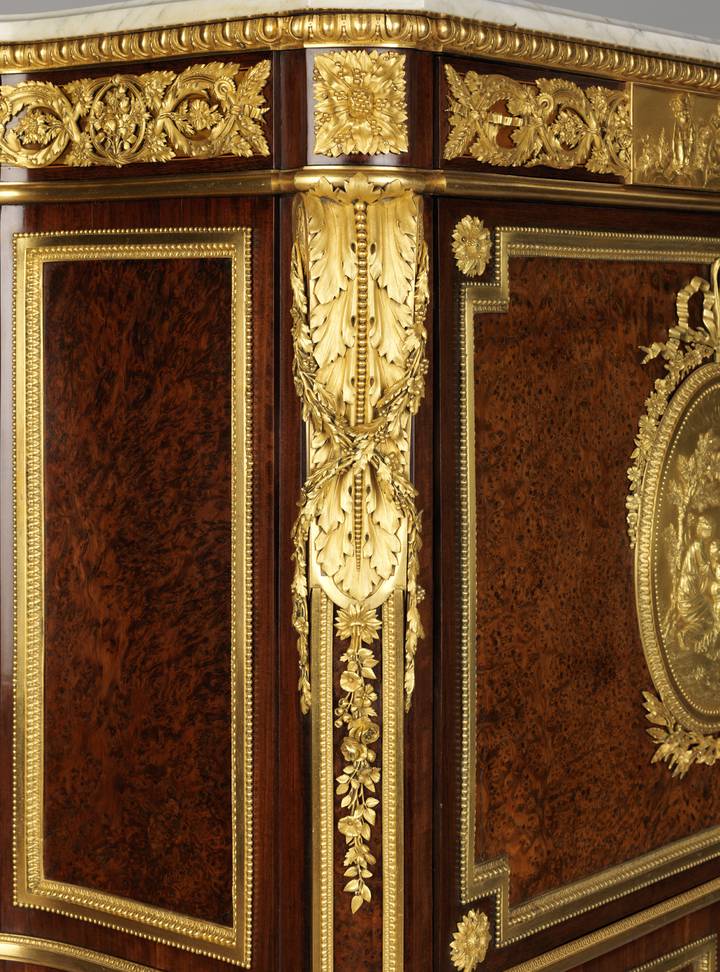 Detail of gilt-bronze console mount. Jean-Henri Riesener, Fall-front desk, 1783 (F303).