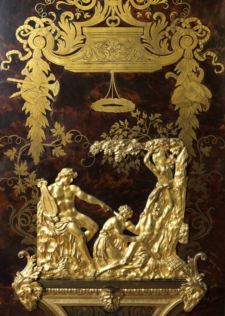 Gilt-bronze mount showing the flaying of Marsyas. Wardrobe (F62).