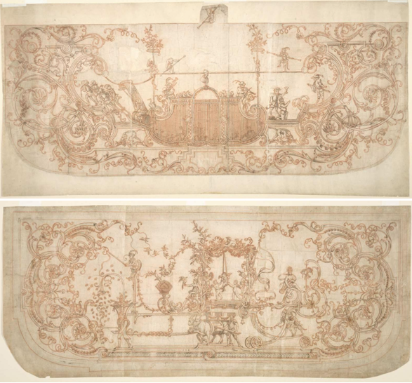 Designs for tabletops, workshop of André-Charles Boulle, early 18th century. Museum of Fine Arts Boston (1931.1243 1–2). Public domain.